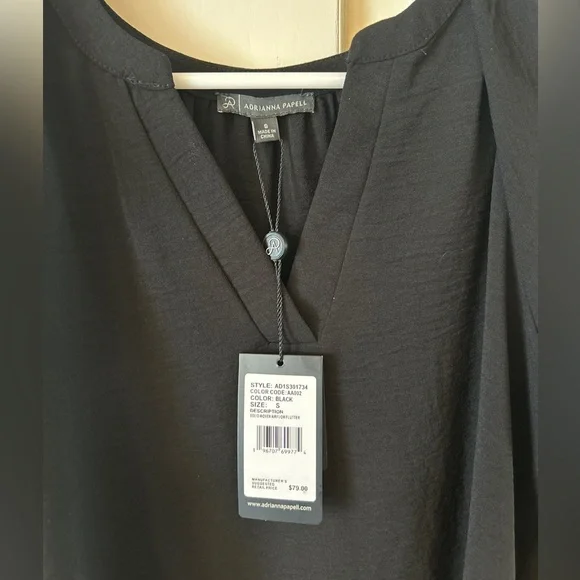Adrianna Papell Black Sleeveless Blouse NWT - Picture 3 of 3